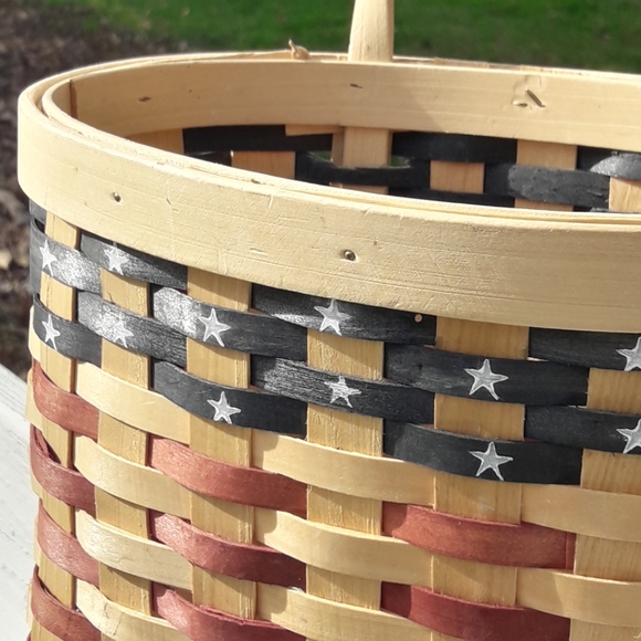 Wicker Basket Woven Farmhouse Decor Vintage Wall Hanging American Flag USA - Picture 8 of 12